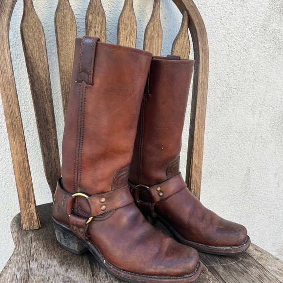 Frye 12r harness boots 6.5 6 1/2 made in usa 150 year brown boho bikercore viral - Picture 13 of 14